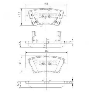 Комплект гальмівних накладок, дискове гальмо, задня вісь, Kia Ceed II/Rio III/Hyundai Accent/i20/i30/i40 10-, Nipparts N3610311
