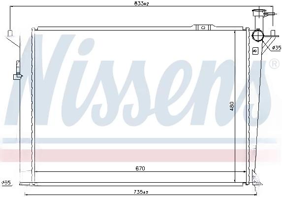 Радіатор, система охолодження двигуна, Hyundai Santa Fe 10-, Nissens 67522