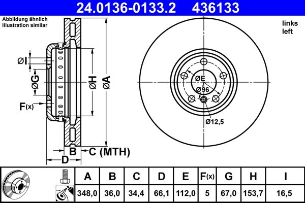 Гальмівний диск, Ate 24.0136-0133.2