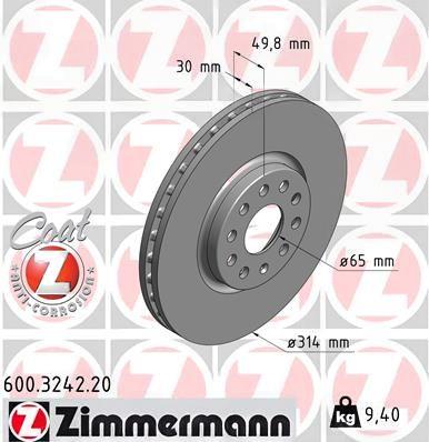 Гальмівний диск, Zimmermann 600324220