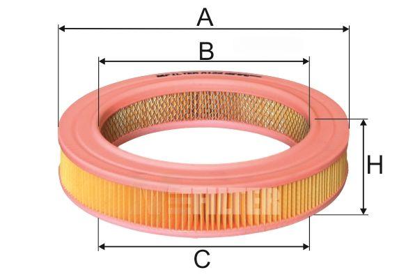 Повітряний фільтр, фільтрувальний елемент, OPEL, Mfilter A122