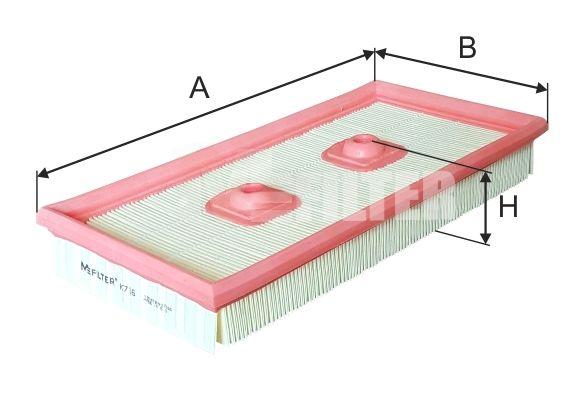Повітряний фільтр, фільтрувальний елемент, Golf V/Passat B6/Octavia A5 1.4/1.6 FSI, Mfilter K716