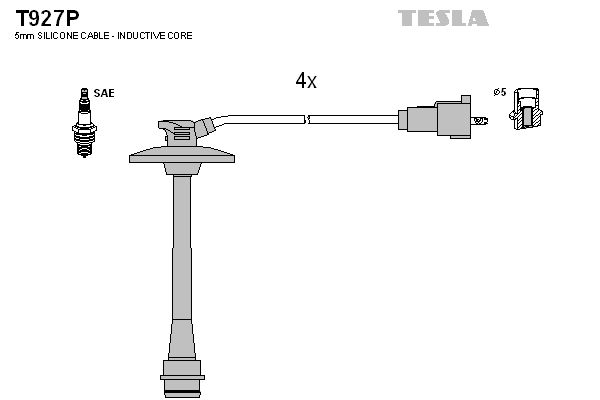 Комплект проводів високої напруги, Toyota Solara 2.2 (00-02),Toyota Solara 2.2 (98-01) (T927P) TESLA BLATNA, Tesla T927P