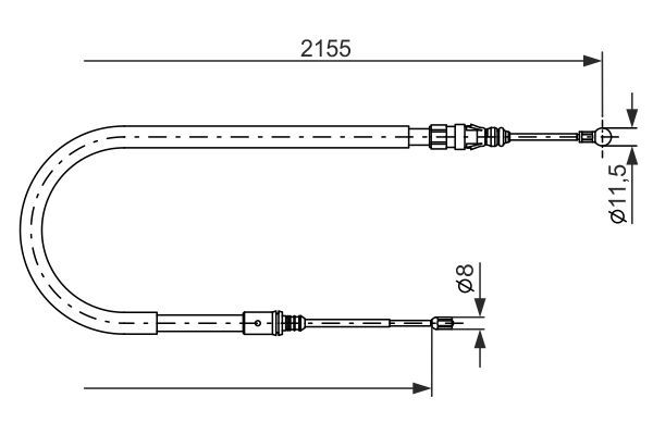 Тросовий привод, стоянкове гальмо, Peugeot 407 1.8-3.0 04-, Bosch 1987477994