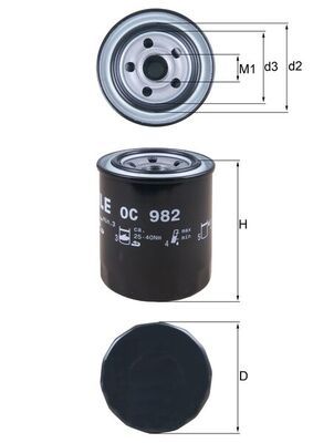 Оливний фільтр, фільтр для накручування, Subaru Forester 2.0 D 08-13/Forester 2.0 D 08-14, Mahle OC982