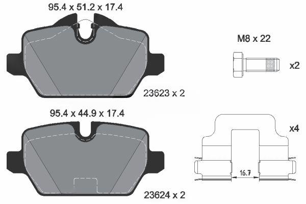 Комплект гальмівних накладок, дискове гальмо, Textar 2362303