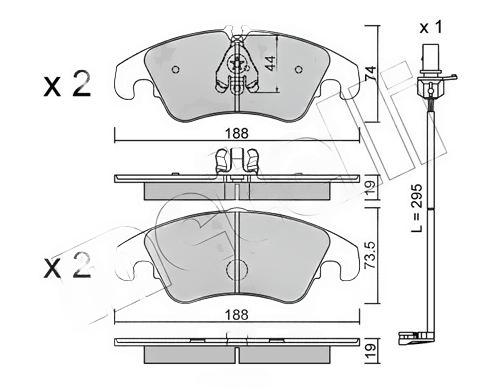 Комплект гальмівних накладок, дискове гальмо, Metelli 2207750K