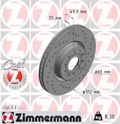 Гальмівний диск, Zimmermann 100.3300.52