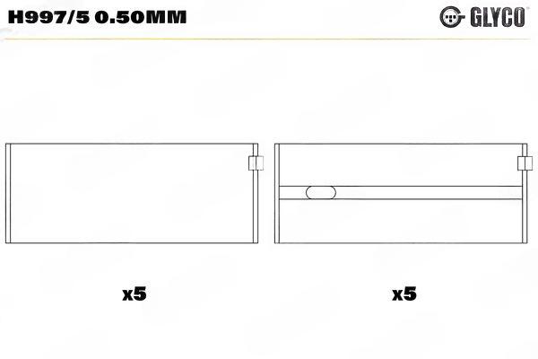 Підшипник колінчатого вала, Glyco H997/50.50MM