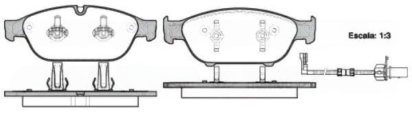 Комплект гальмівних накладок, дискове гальмо, передня вісь, з контактом попередження про знос, AUDI A8 3.0 4.2TFSI QUATTRO,3.0 4.2TDI QUATTRO 09