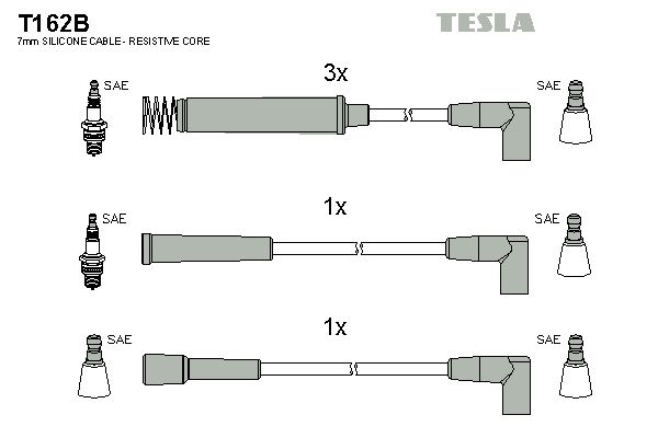 Комплект проводів високої напруги, TESLA Opel Ascona, Astra,Corsa,Kadet 86-98), Tesla T162B