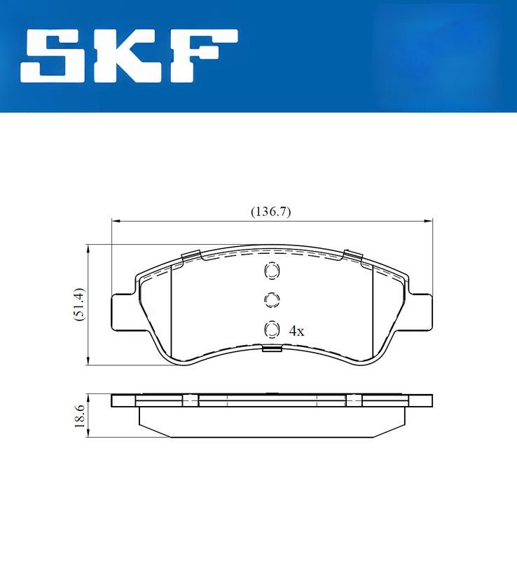 Комплект гальмівних накладок, дискове гальмо, Berlingo,C2,3,4,DS3,Peugeot 97-, Skf VKBP80040