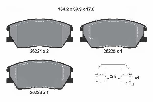 Комплект гальмівних накладок, дискове гальмо, Textar 2622401