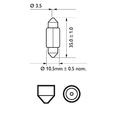 Лампа розжарювання, ліхтар номерного знака, 5Вт, c5w, софітна лампа, STANDARD 12V C5W 5W SV8,5 (блистер) (компл. 2 шт.), Philips 12844B2