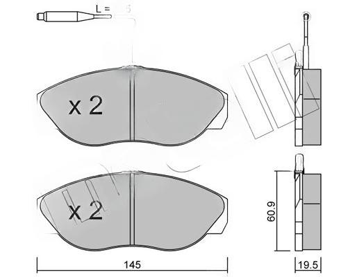 Комплект гальмівних накладок, дискове гальмо, Metelli 22-0154-0