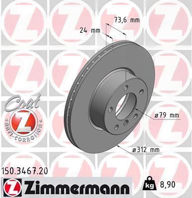 Гальмівний диск, Zimmermann 150.3467.20