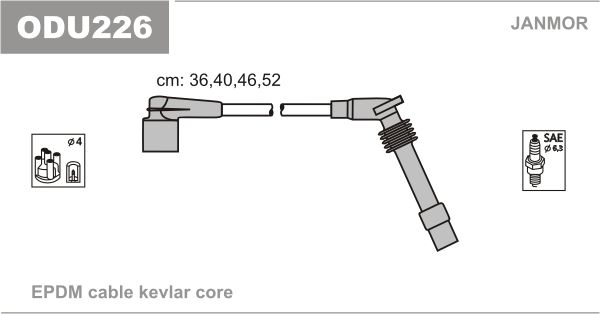 Комплект проводів високої напруги, OPEL VECTRA B, OMEGA B, CORSA B, Janmor ODU226