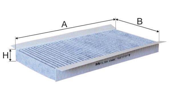 Фільтр, повітря у салоні, 30мм, фільтр пилку, вугільний фільтр, Combo/Corsa 01-/Vectra 03- (вугільний), Mfilter K948C
