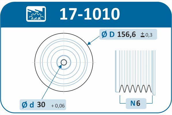 Шків, колінчатий вал, VW Caddy II/T4 1.9TDI (6PK), Ijs 17-1010