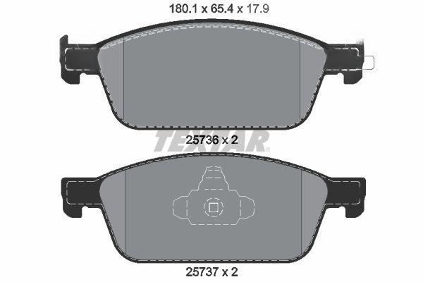 Комплект гальмівних накладок, дискове гальмо, не підготовано для індикатора попередження про знос, гальмівна система Teves, Ford Connect II, Textar