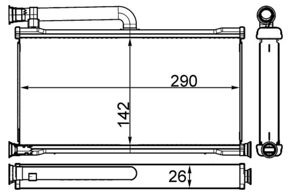 Теплообмінник, система опалення салону, Audi A6 04-11 (+automatic AC), Mahle AH261000S