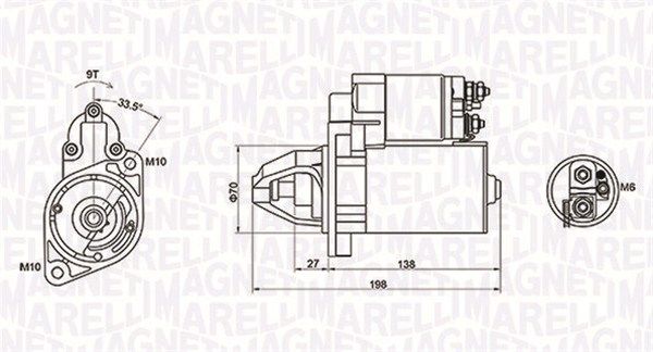 Стартер, 12В, кільк. зубц. 9, 1,1кВт, Magneti Marelli 063721283010