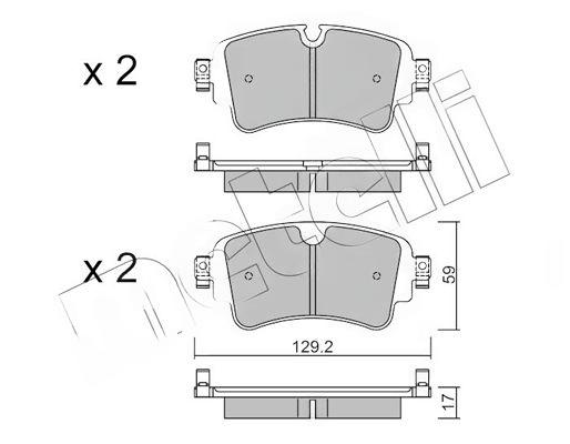 Комплект гальмівних накладок, дискове гальмо, Metelli 22-1129-0