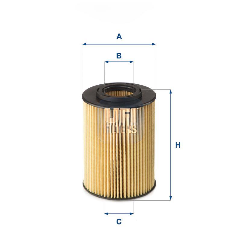 Оливний фільтр, фільтрувальний елемент, Ufi 25.075.00