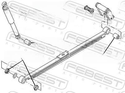 Втулка, амортизатор, FORD TRANSIT зад.нижний, Febest FDAB-005