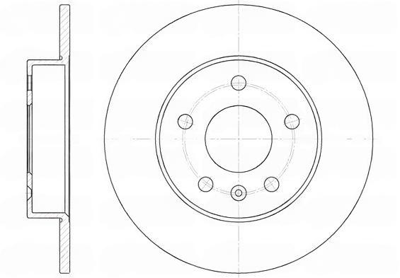 Гальмівний диск, задня вісь, повн., 264мм, кількість отворів 5, OPEL ASTRA G/ASTRA H/MERIVA/ZAFIRA B 98- задн.5 отв., Remsa 6578.00