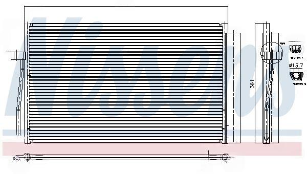 Конденсатор, система кондиціонування повітря, BMW Радіатор кондиціонера (конденсатор) з осушувачем 5 E60,7 E65, Nissens 94747
