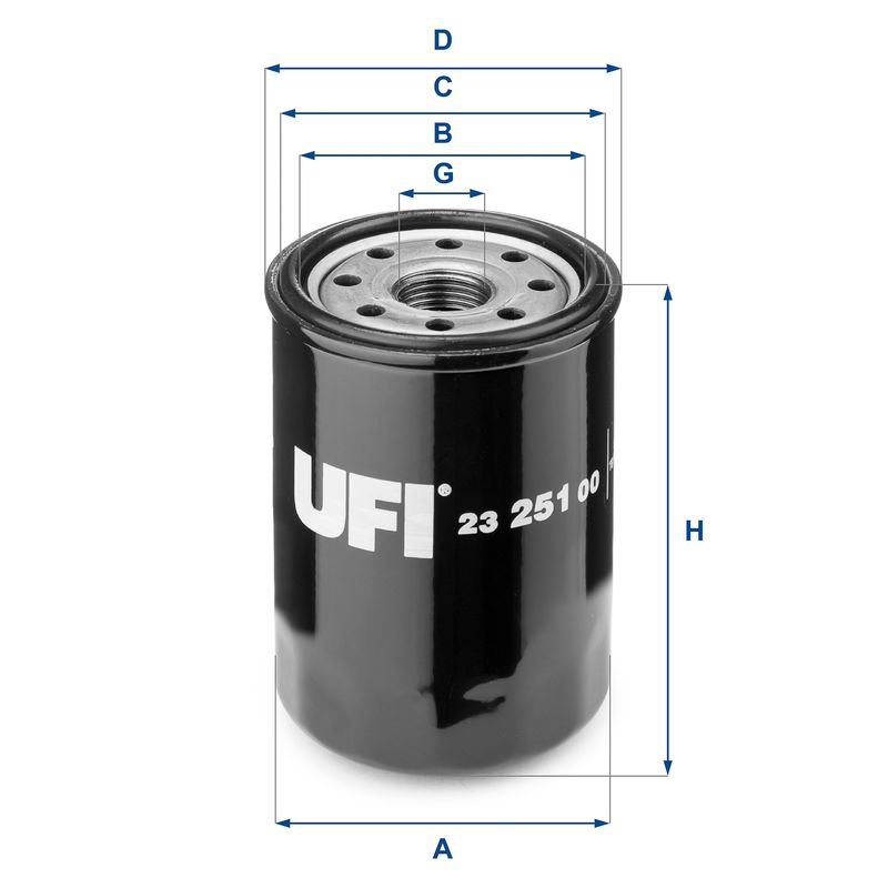 Оливний фільтр, фільтр для накручування, TOYOTA COROLLA, RAV4, AVENSIS 00-, Ufi 23.251.00