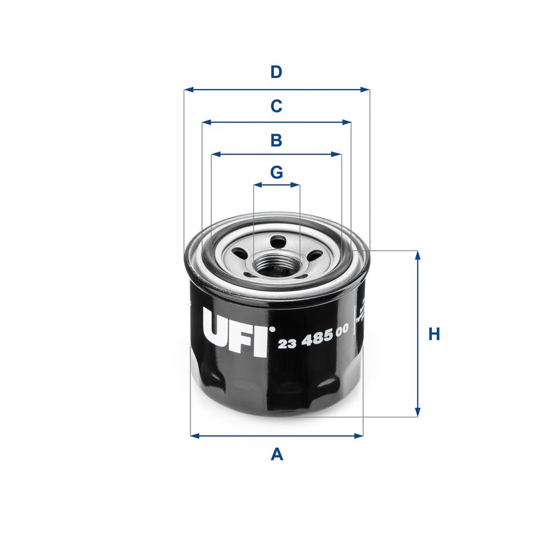 Оливний фільтр, фільтр для накручування, Kia Carens, Rio III, Ceed 1.4-1.6i, Ufi 23.485.00