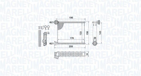 Теплообмінник, система опалення салону, Magneti Marelli 350218459000