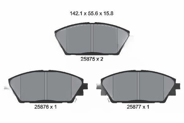 Комплект гальмівних накладок, дискове гальмо, Textar 2587501