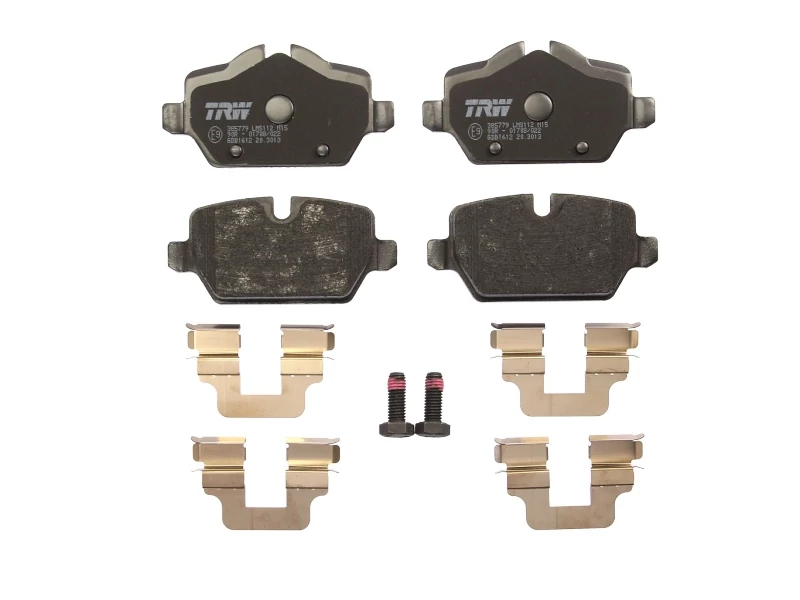 Комплект гальмівних накладок, дискове гальмо, підготовано для індикатора попередження про знос, BMW 1 (E81/E87), 3 (E90/E92) 04->, Trw GDB1612