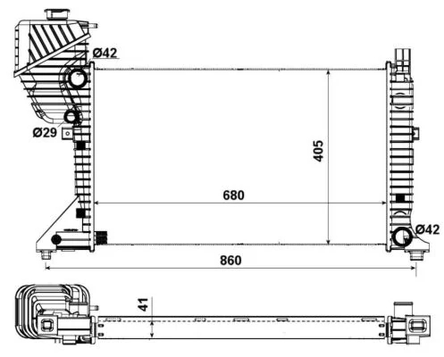 Радіатор, система охолодження двигуна, MERCEDES SPRINTER W 901-905 (95-), Nrf 55348A