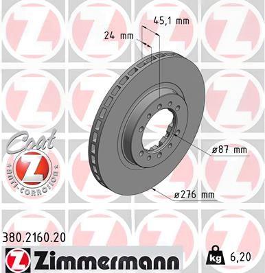 Гальмівний диск, Zimmermann 380.2160.20