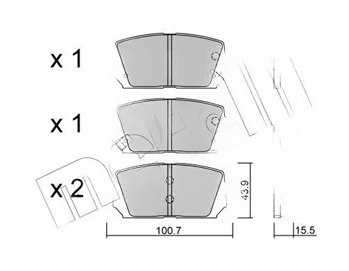 Комплект гальмівних накладок, дискове гальмо, Metelli 22-0784-0