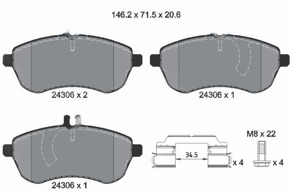 Комплект гальмівних накладок, дискове гальмо, Textar 2430601