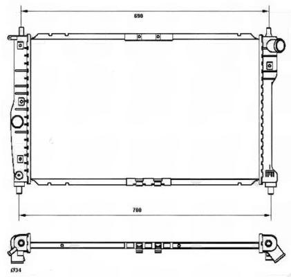 Радіатор, система охолодження двигуна, Daewoo Lanos 1.4-1.6 97- (380, Nrf 53253