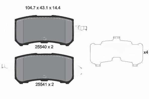 Комплект гальмівних накладок, дискове гальмо, Textar 2554001