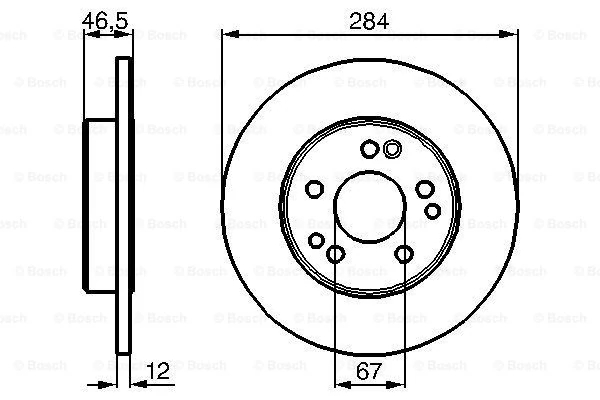 Гальмівний диск, повн., 284мм, кількість отворів 5, Bosch 0986478187