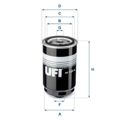 Фільтр палива, фільтрувальний елемент, Ufi 24.122.00