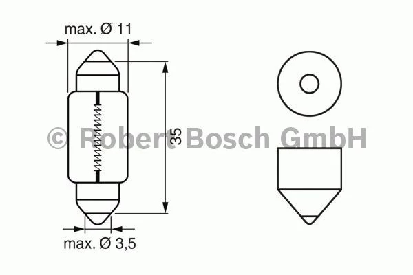 Лампа розжарювання, ліхтар номерного знака, 5Вт, c5w, Bosch 1987302281