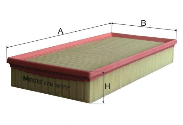 Повітряний фільтр, фільтрувальний елемент, AUDI Q7 3.0TDI 3/06-, 3.6-4.2 V8 FSI/TDI 3/06-, PORSCHE CAYENNE 3.2 V6/4.5 V8 11/02-, Mfilter K795