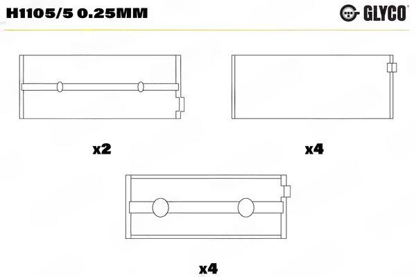 Підшипник колінчатого вала, Glyco H1105/50.25MM