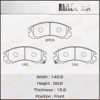 Комплект гальмівних колодок, передня вісь, 58,6мм, Mitsubishi L200 (00-08), Lancer (08-12), Pajero Sport (-09) (MS-3233) MASUMA, Masuma MS3233