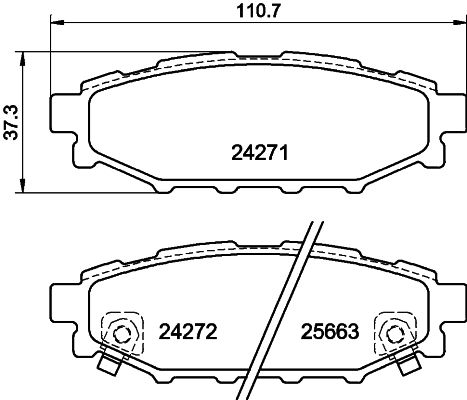 Комплект гальмівних накладок, дискове гальмо, Hella Pagid 8DB355012-261