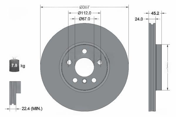 Гальмівний диск, BMW/MINI 1(F40)/X1(F48)/Clubman F D307mm 14>>, Textar 92283605